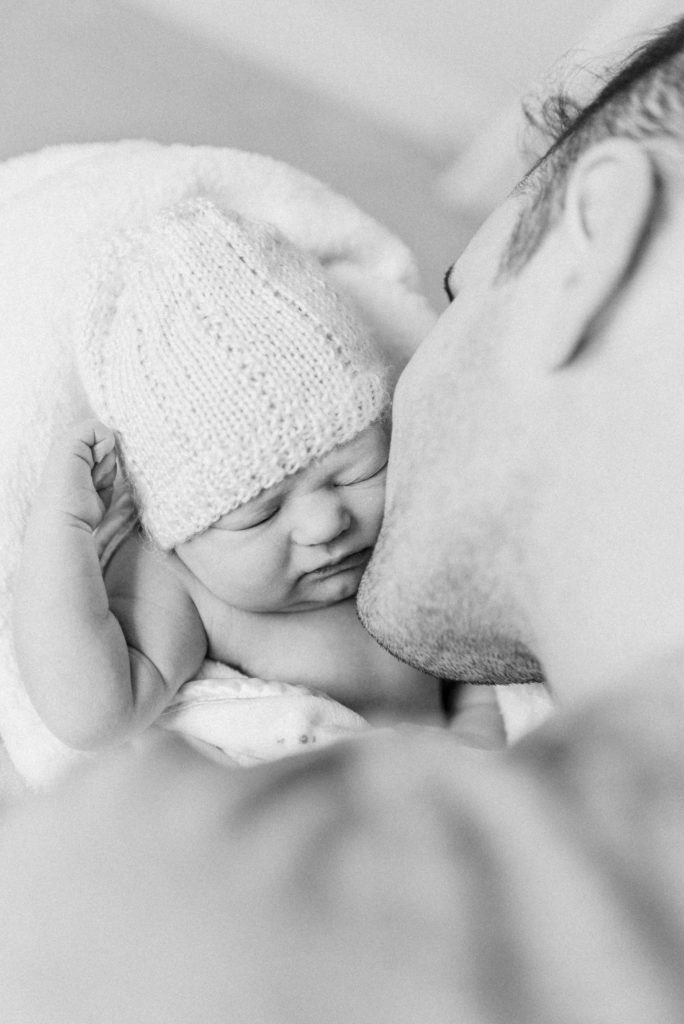 Do it yourself newborn photoshoot Baby on black and white film